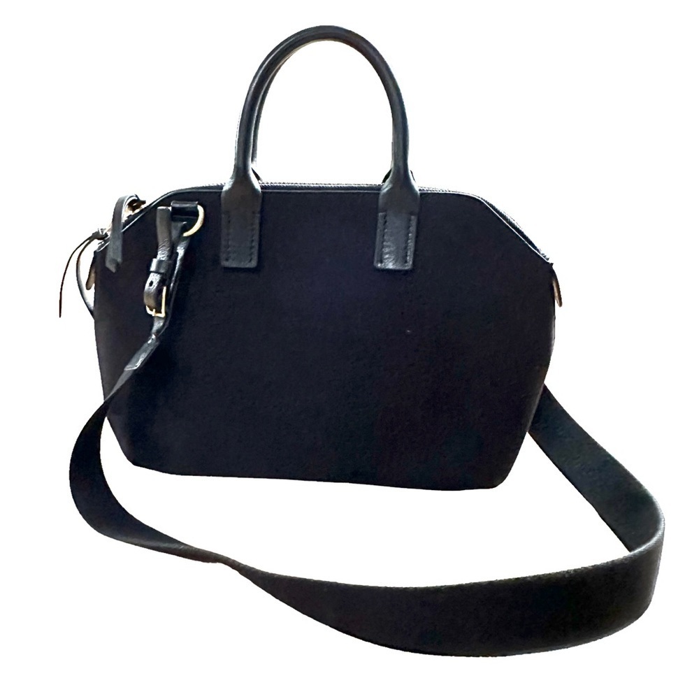 Steven Alan | Black Leather and Canvas Crossbody Hand Bag